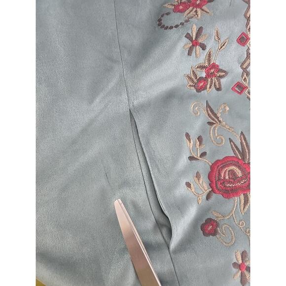 Coldwater Creek Womens Cardigan Teal Aztec Floral Embroidered Open Front Artsy L - Picture 11 of 11